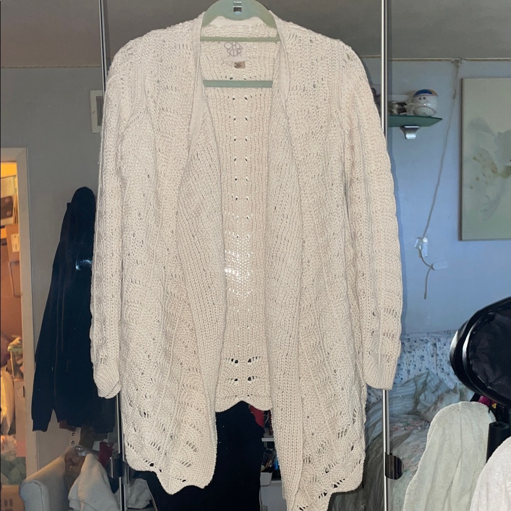 Chaser Women's Cream Open-Front Cardigan